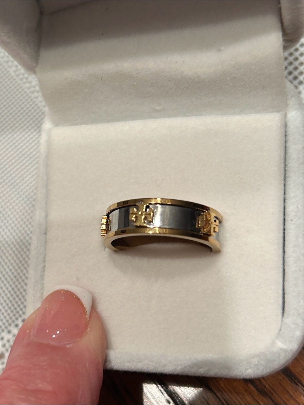 Tori Burch Gold and Silver Tone Band Ring
